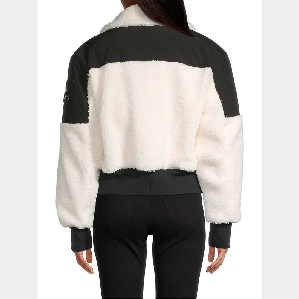 NEW Moose Knuckles Size Small Women's Sherpa Nellis Cropped Bomber - Ivory - Picture 5 of 6